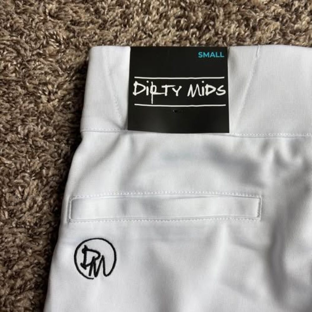 Dirty Mids The Essentials Baseball Pants White Men's Adult Small NWT Pro Fit